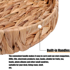 HJAYUXYO wicker tray centerpiece with flowers for a warm dining table.