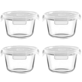 HJJ WDJS 2-cup round glass container with lid preserves freshness for leftovers.