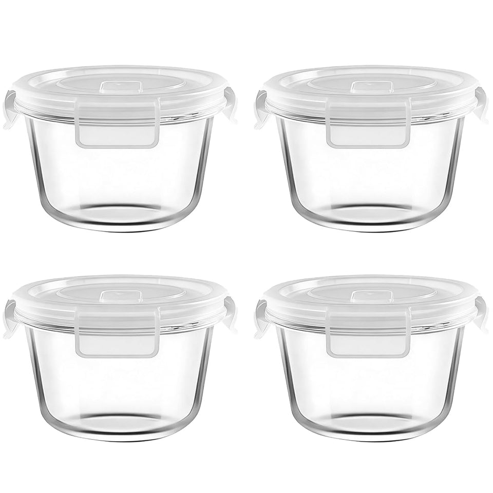 HJJ WDJS 2-cup round glass container with lid preserves freshness for leftovers.