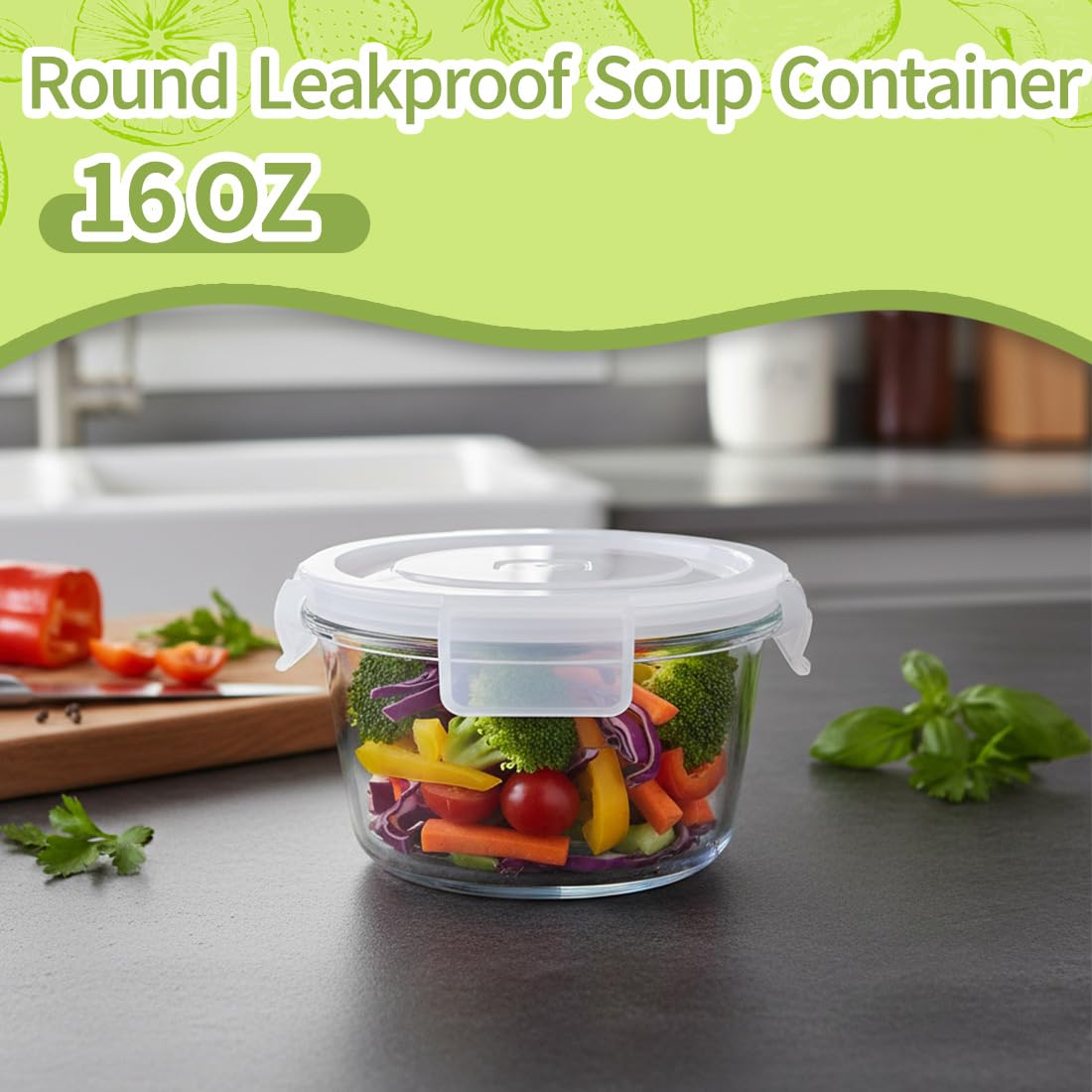 HJJ WDJS stackable 4-pack glass containers save space in the cabinet.