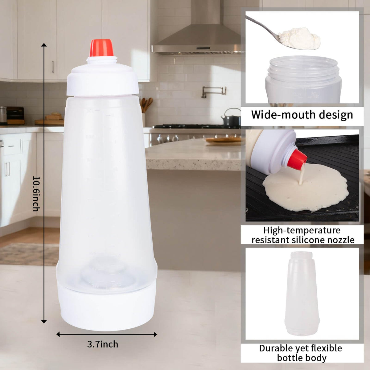 hjpzrui silicone mouthpiece ensures smooth pours and spill prevention.