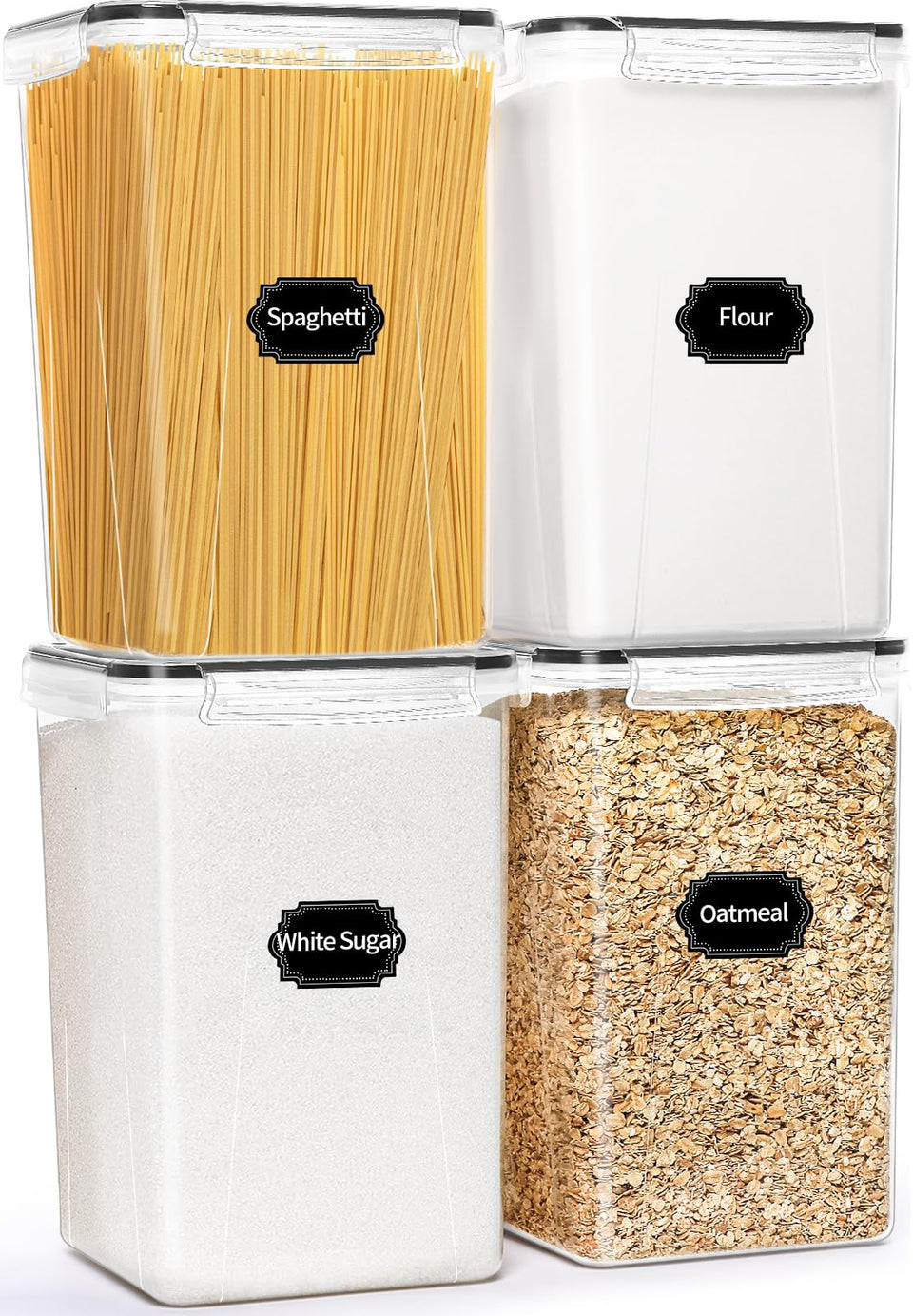 HKJ Chef 4-pack airtight containers with 6.5L capacity preserve cereal freshness