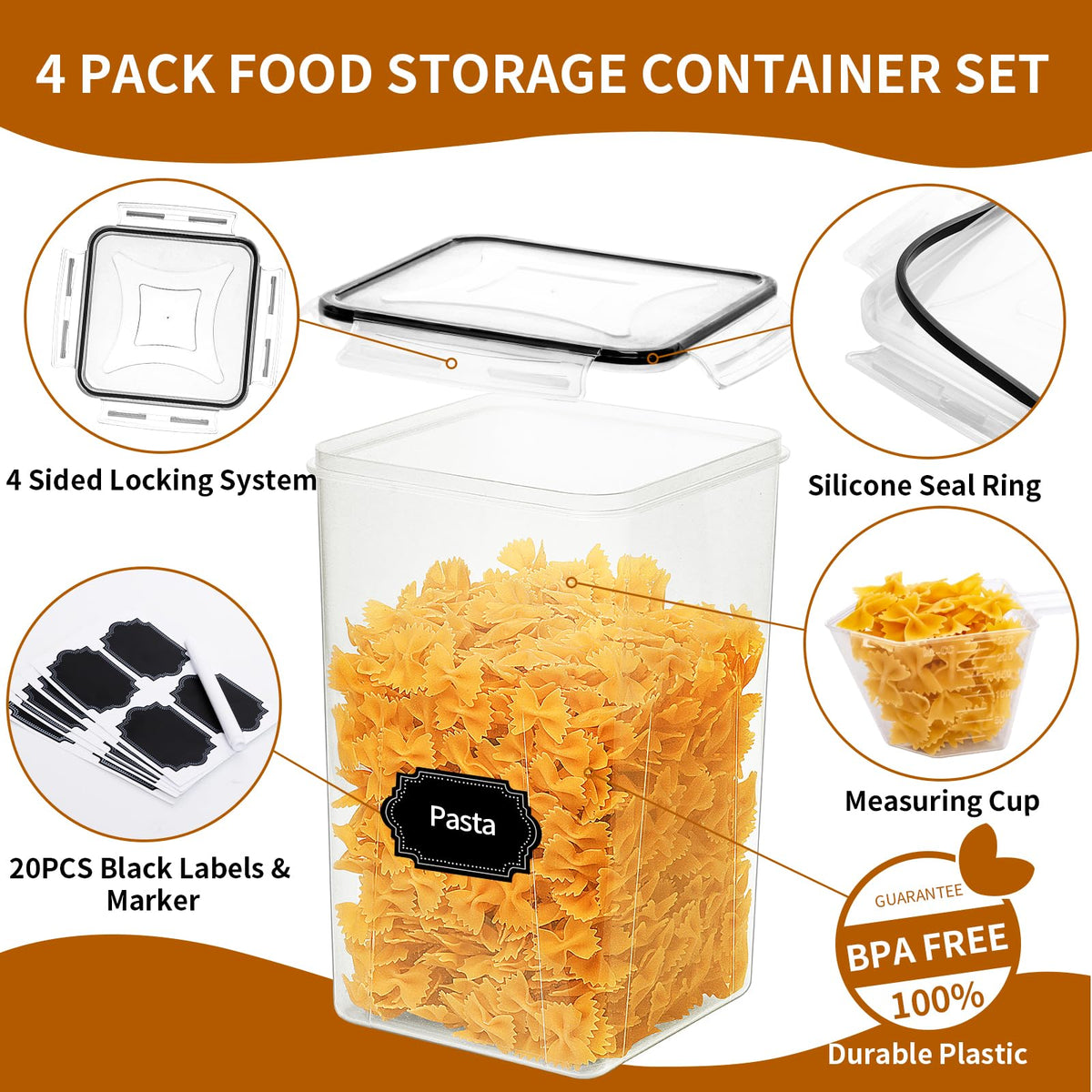 HKJ Chef clear BPA-free plastic shows contents at a glance