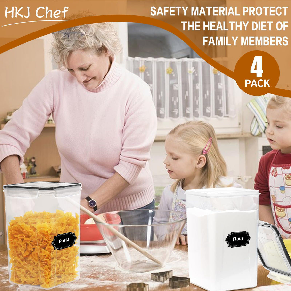 HKJ Chef versatile containers for flour, sugar, rice, snacks