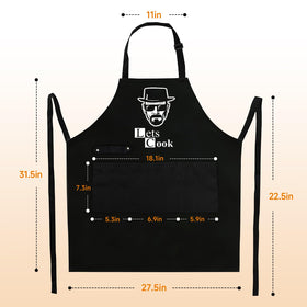 Hkmmdvc Lets Cook apron gift-ready closeup features bold print for gifting.