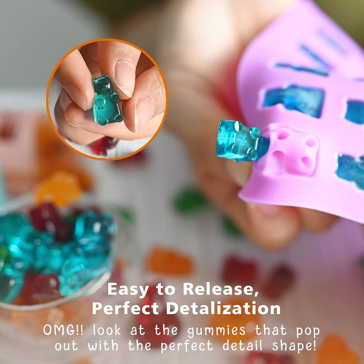 HKNMTT dishwasher-safe silicone molds simplify cleanup after decorating treats.