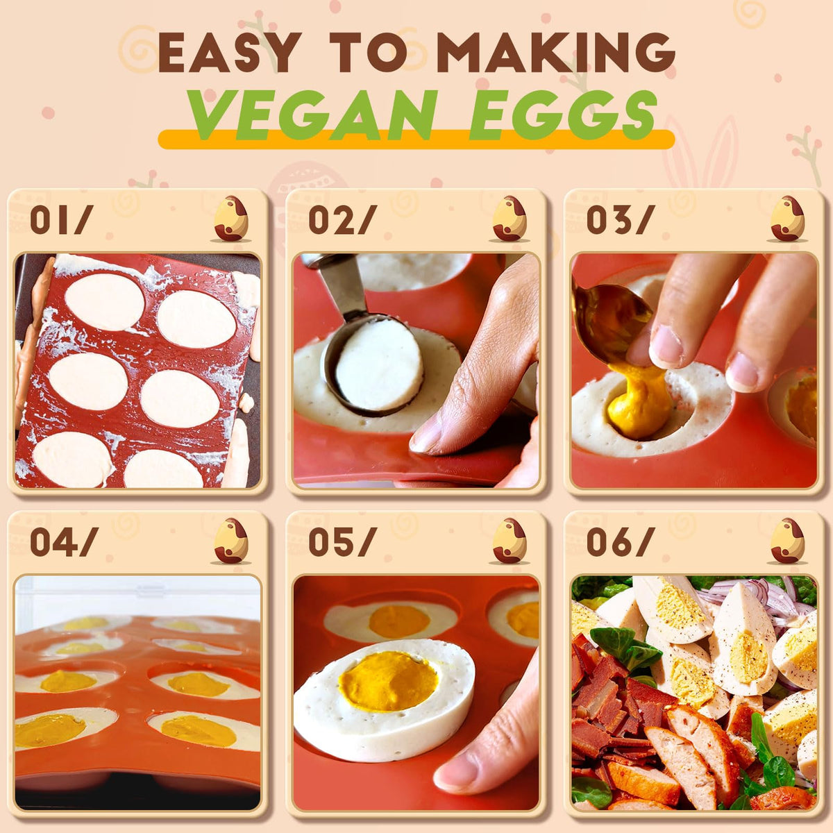 HKNMTT vegan egg mold for plant-based deviled eggs and bites