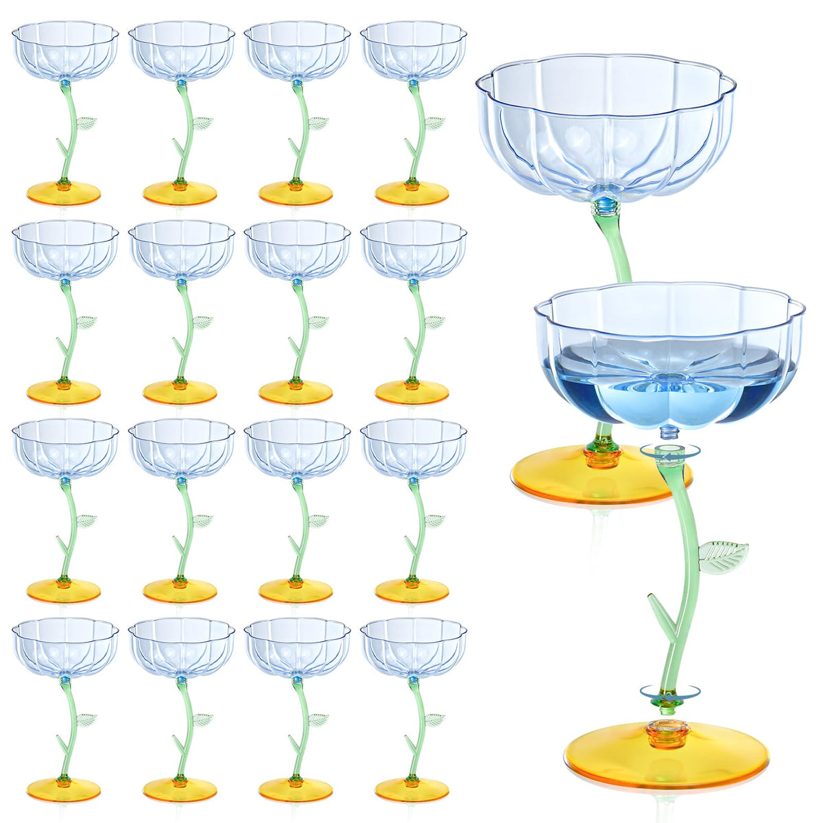 HKSZEH blue detachable flower cocktail glass for stylish entertaining and easy replacement