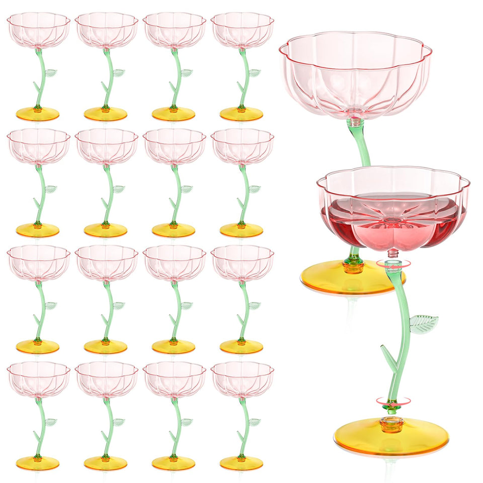 HKSZEH pink-petal body flower cocktail glass ideal for chic dinner parties.