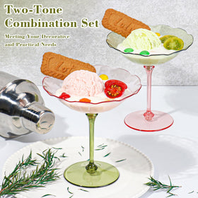 HKSZEH flower plastic martini glasses in pink and green, perfect for theme parties.