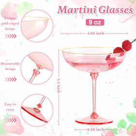 HKSZEH gold rim detail on pink coupe glass adds festive flair