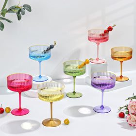 HKSZEH pink ribbed margarita glass adds color to gatherings