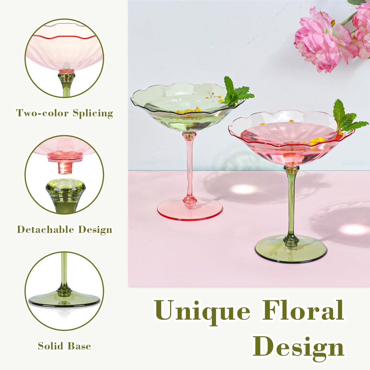 HKSZEH retro-wave design pink-green cup adds chic focal point to parties.