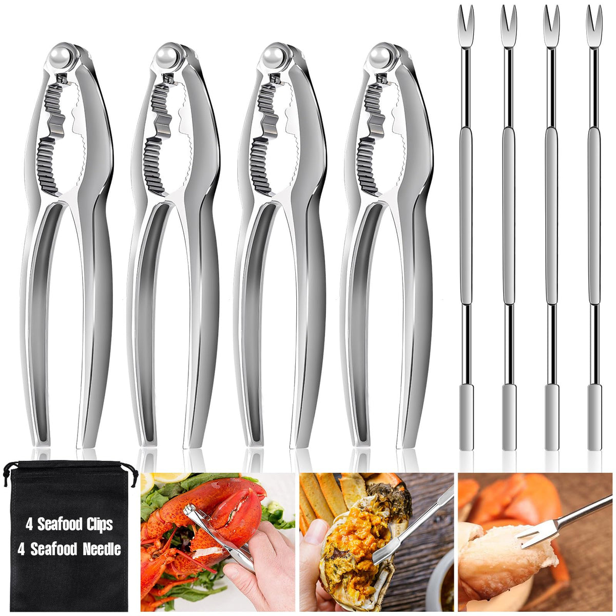 HLARTNET 8pcs lobster crackers and picks set on a dining table for seafood parties