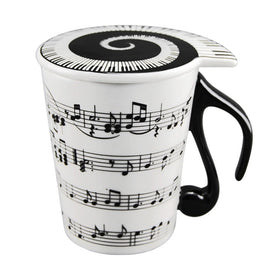 HLJgift musician mug with lid showing music staves and notes, ideal for coffee lovers
