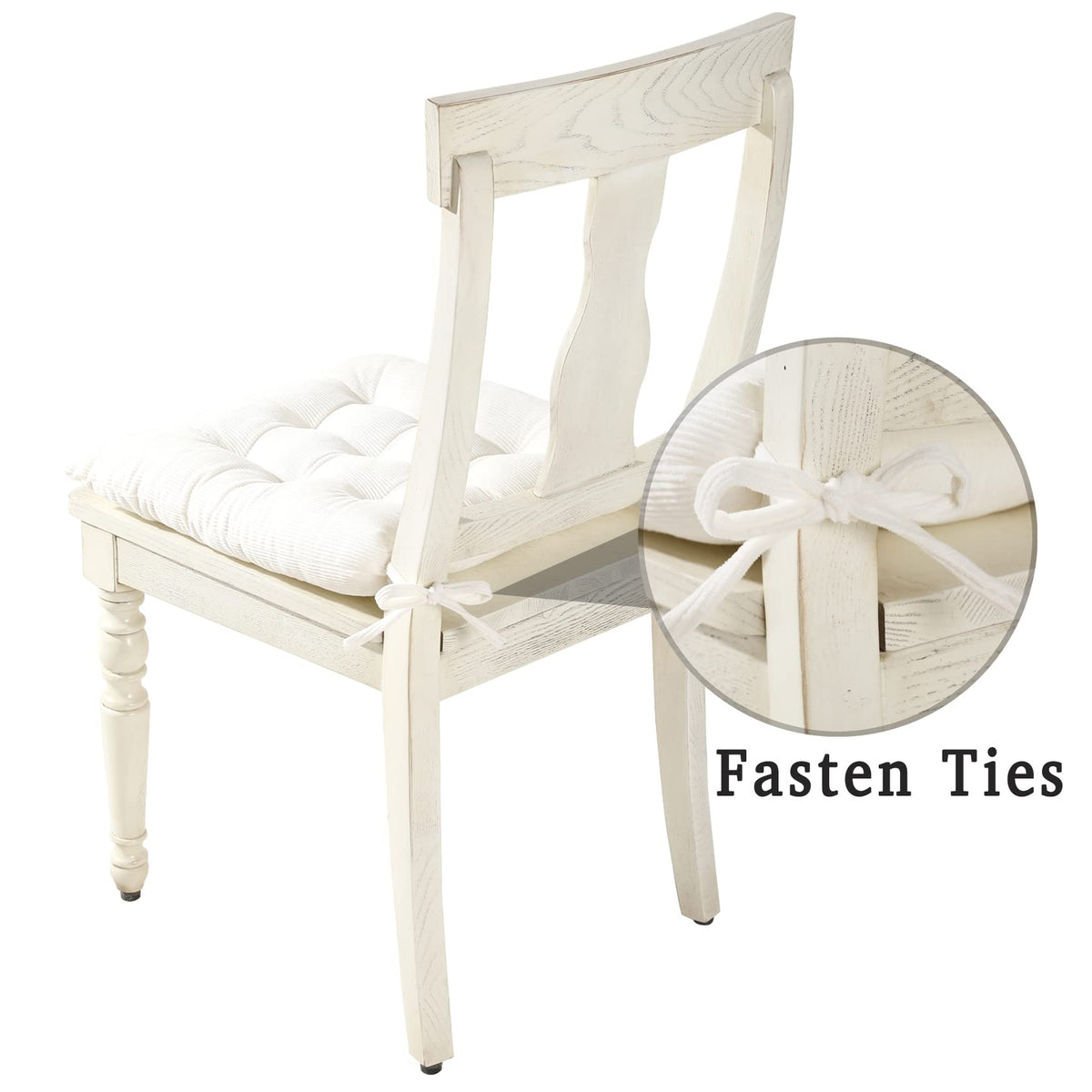 HLOVME cushion with ties ensures secure attachment to chairs.