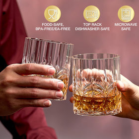 Hlukana BPA-free, dishwasher-safe whiskey glasses for quick, easy cleanup.