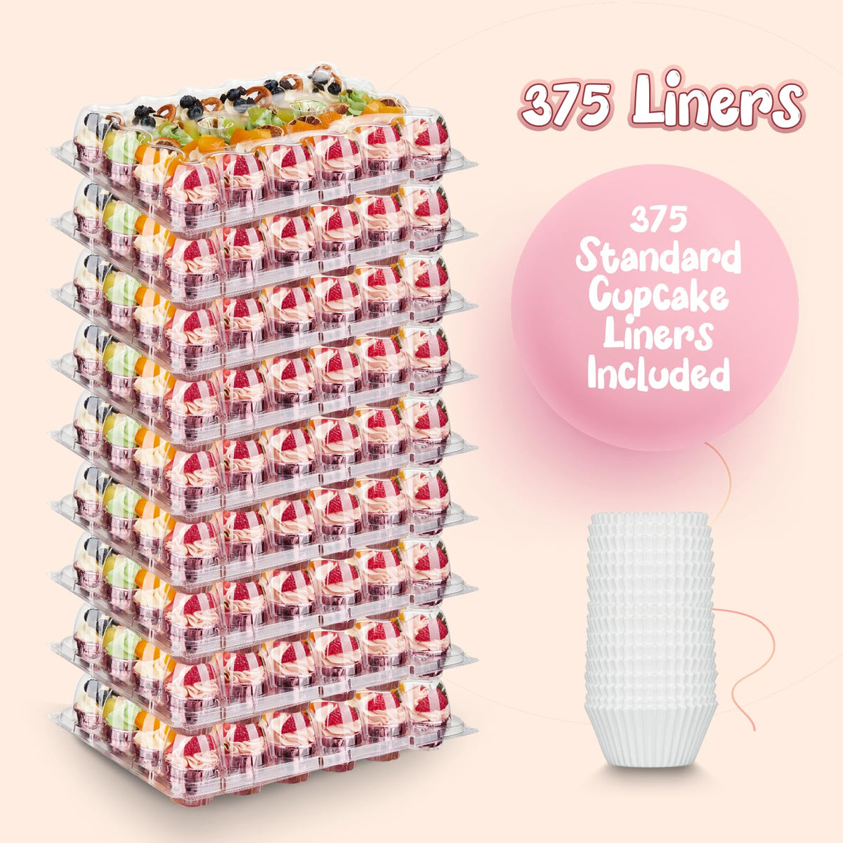 Hlukana clear display containers showcase decorated mini cupcakes