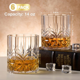 Hlukana clear plastic old-fashion glasses, 14oz capacity for cocktails and casual gatherings.