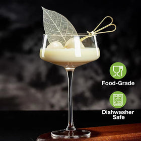 Hlukana crystal coupe glasses shine, elevating elegant cocktails and celebrations.