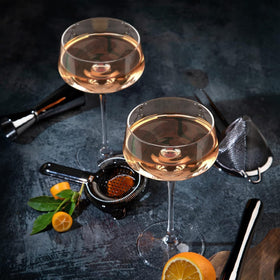 Hlukana dishwasher-safe martini glasses simplify cleanup after parties.
