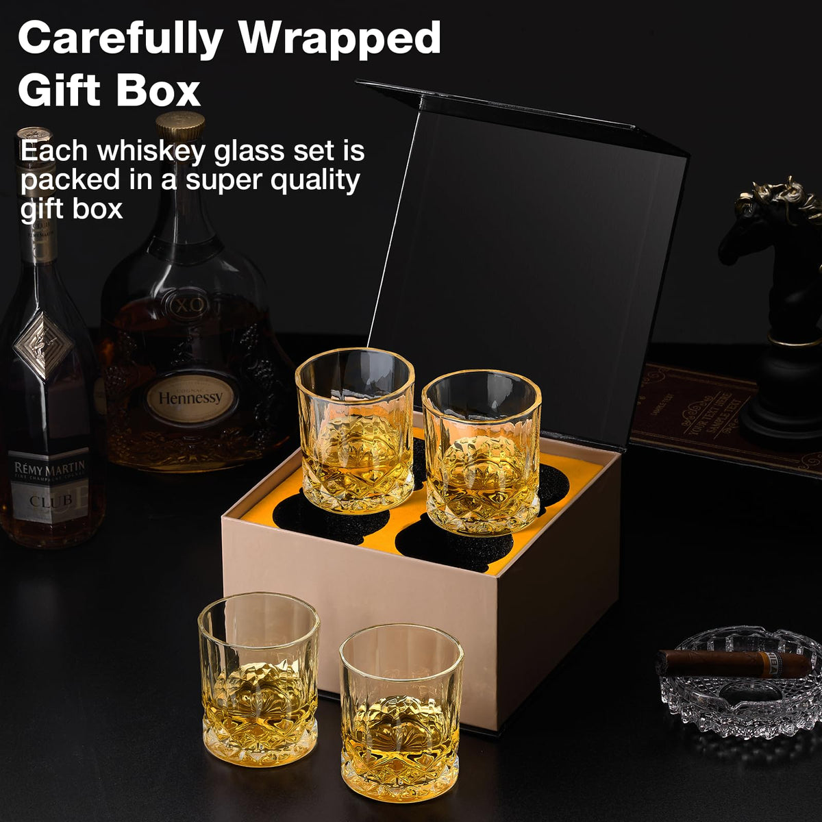 Hlukana engraved rocks glass with a refined shine