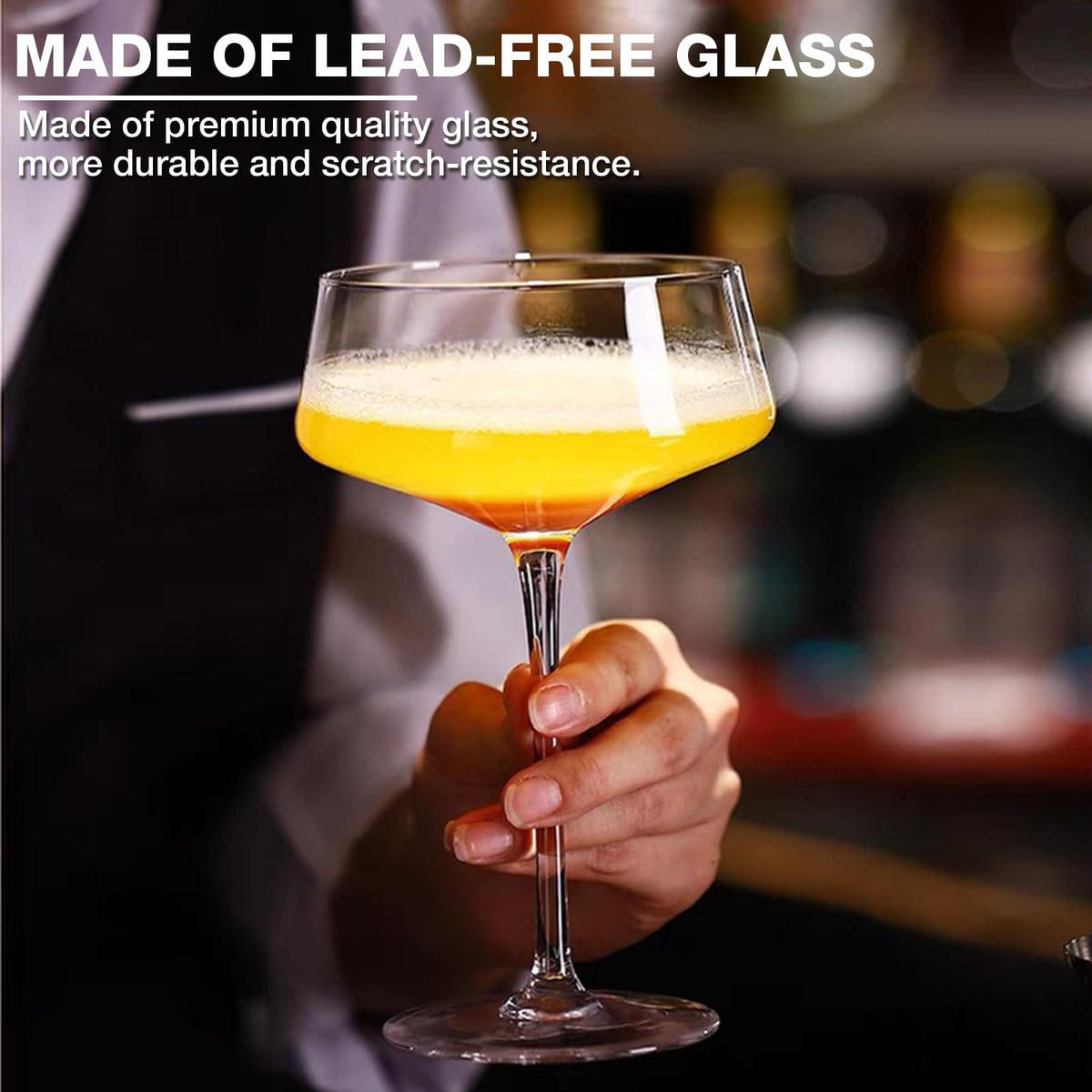 Hlukana handblown cocktail glasses deliver balanced rims for smooth sips.