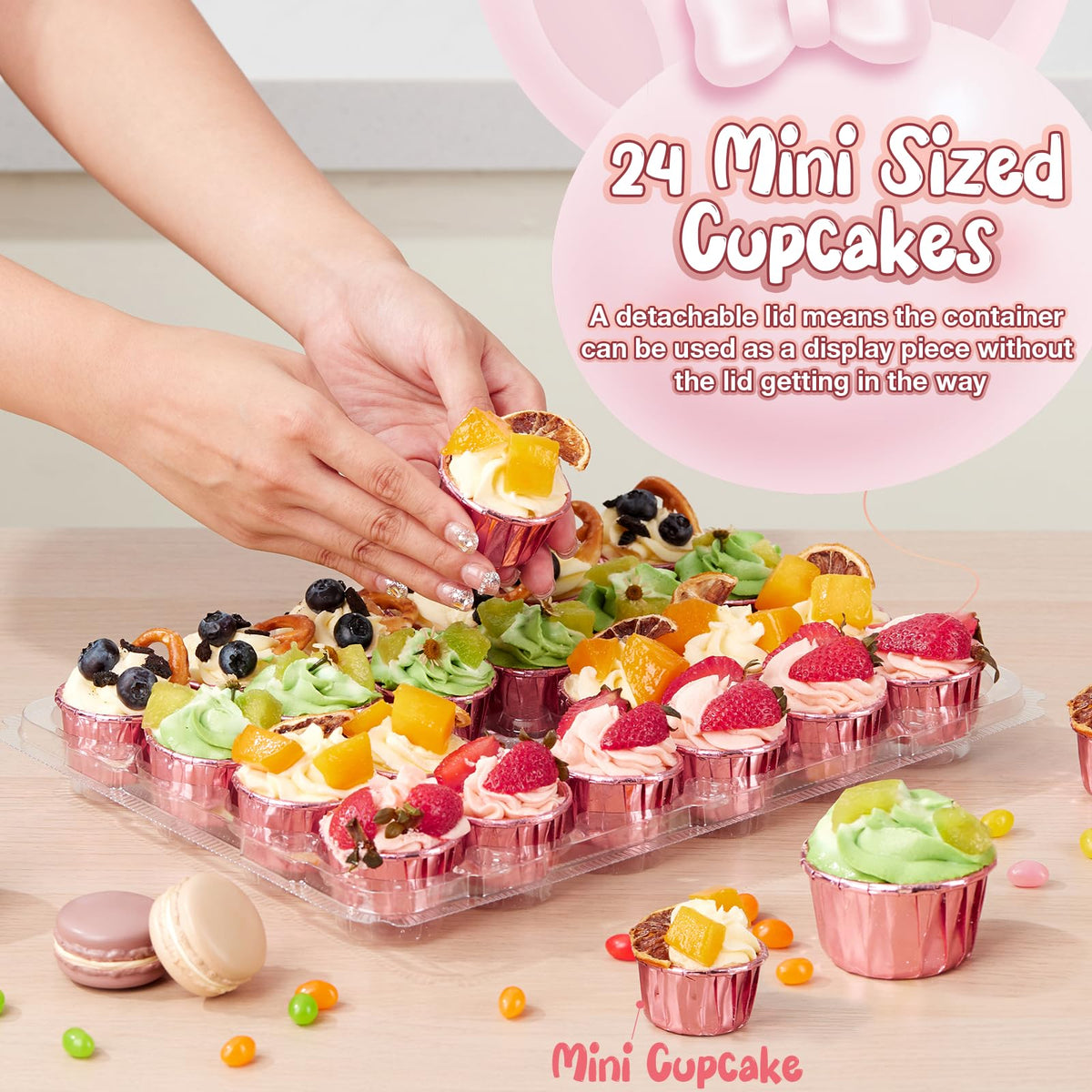 Hlukana high dome lid cupcake carrier protects frosting during transport