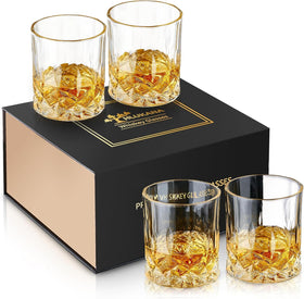 Hlukana old-fashioned box set of four whiskey glasses for gifting