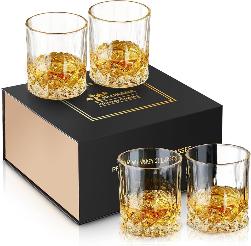 Hlukana old-fashioned box set of four whiskey glasses for gifting