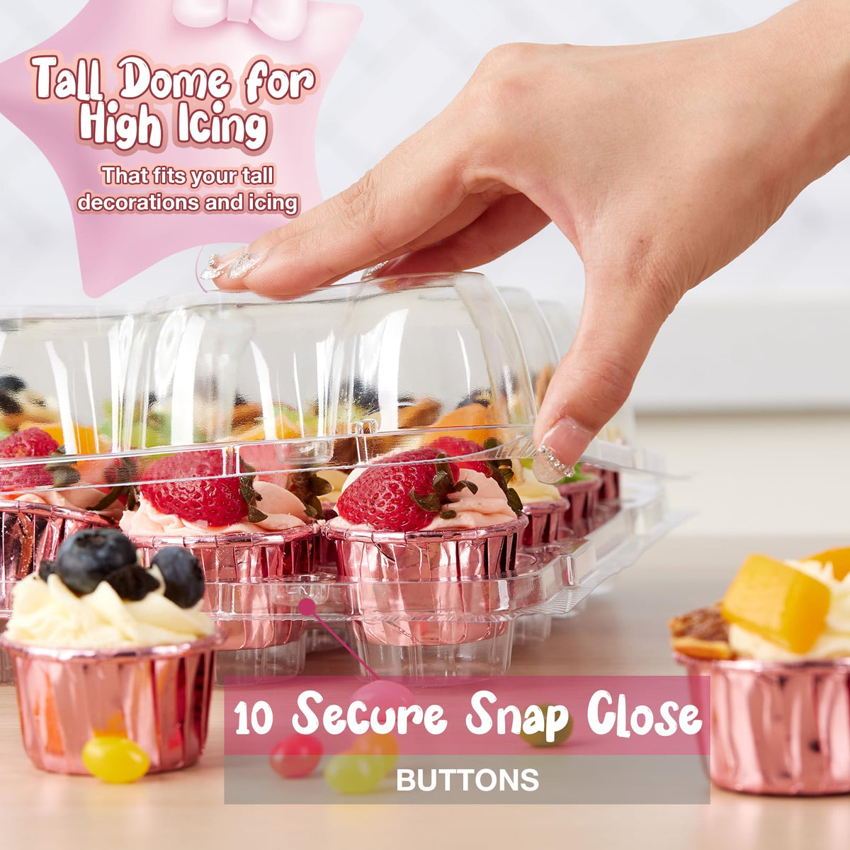 Hlukana stackable design helps save space on dessert tables
