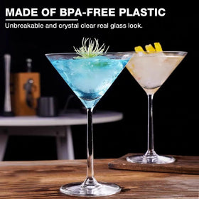 Hlukana stemmed plastic martini glasses designed for comfortable grip
