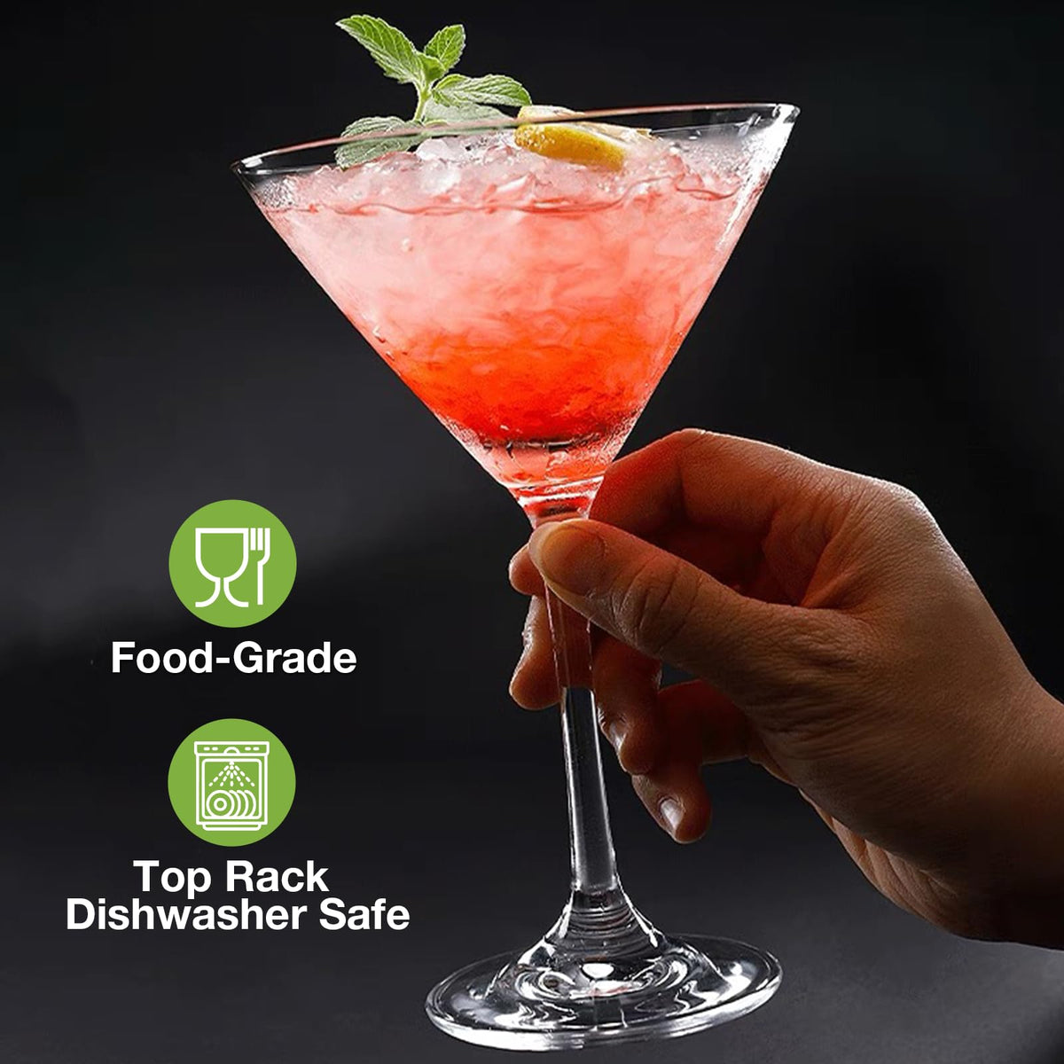Hlukana top-rack dishwasher-safe martini glasses for easy cleanup