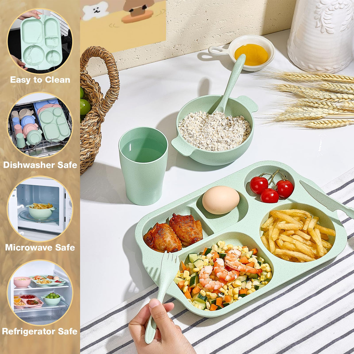 Hlukana unbreakable cutlery with smooth edges for confident handling.