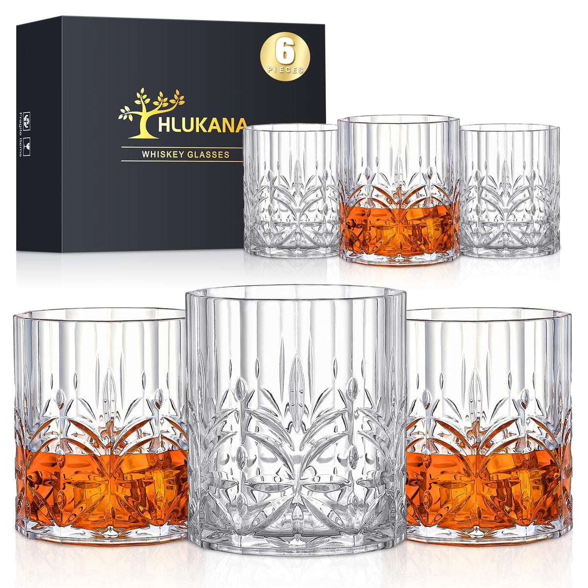 Hlukana unbreakable 14oz whiskey glass in clear plastic, durable for daily use.