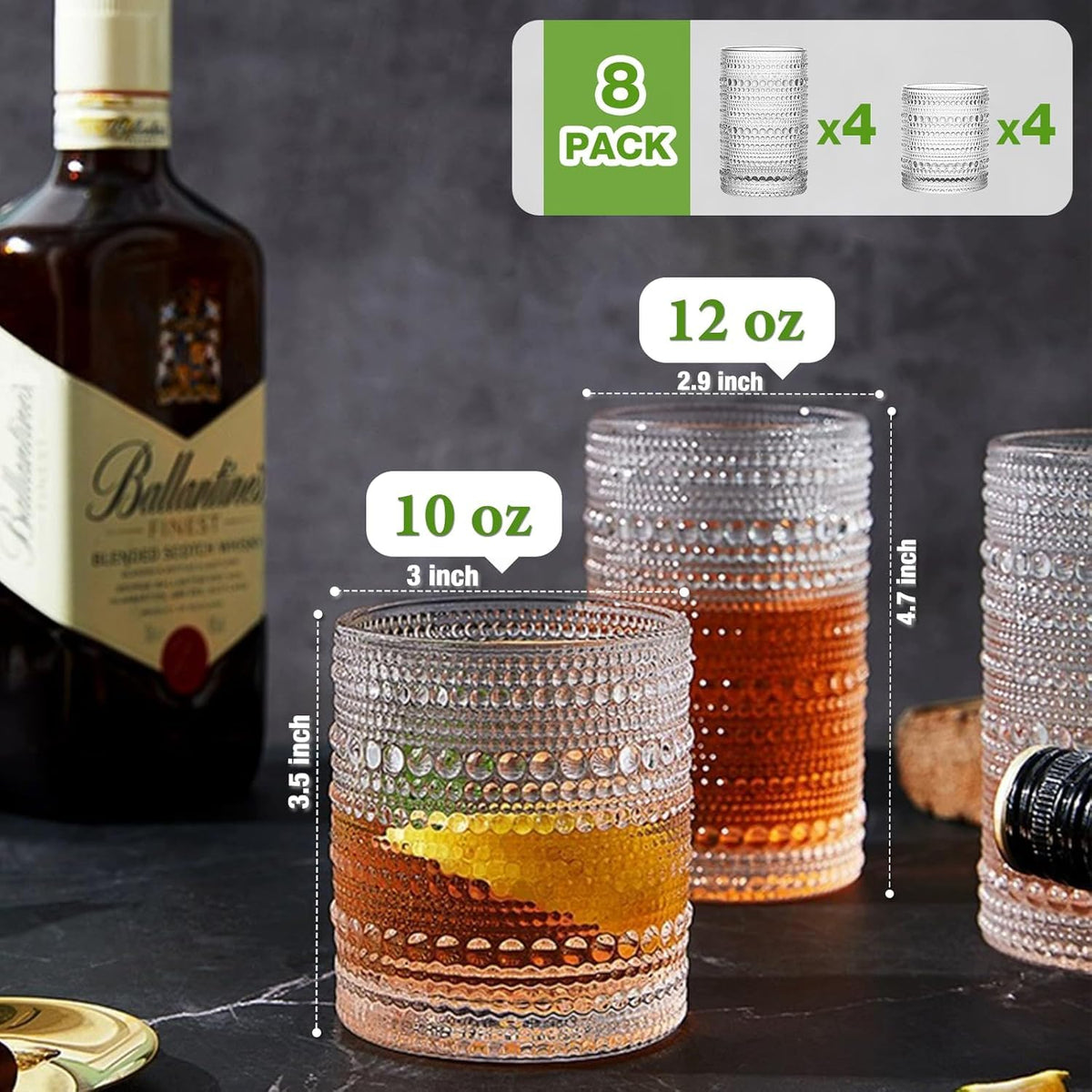 Close-up of embossed hobnail texture on Hlukana glassware