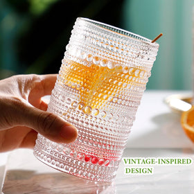 Hlukana hobnail glasses displayed with florals for decor or display