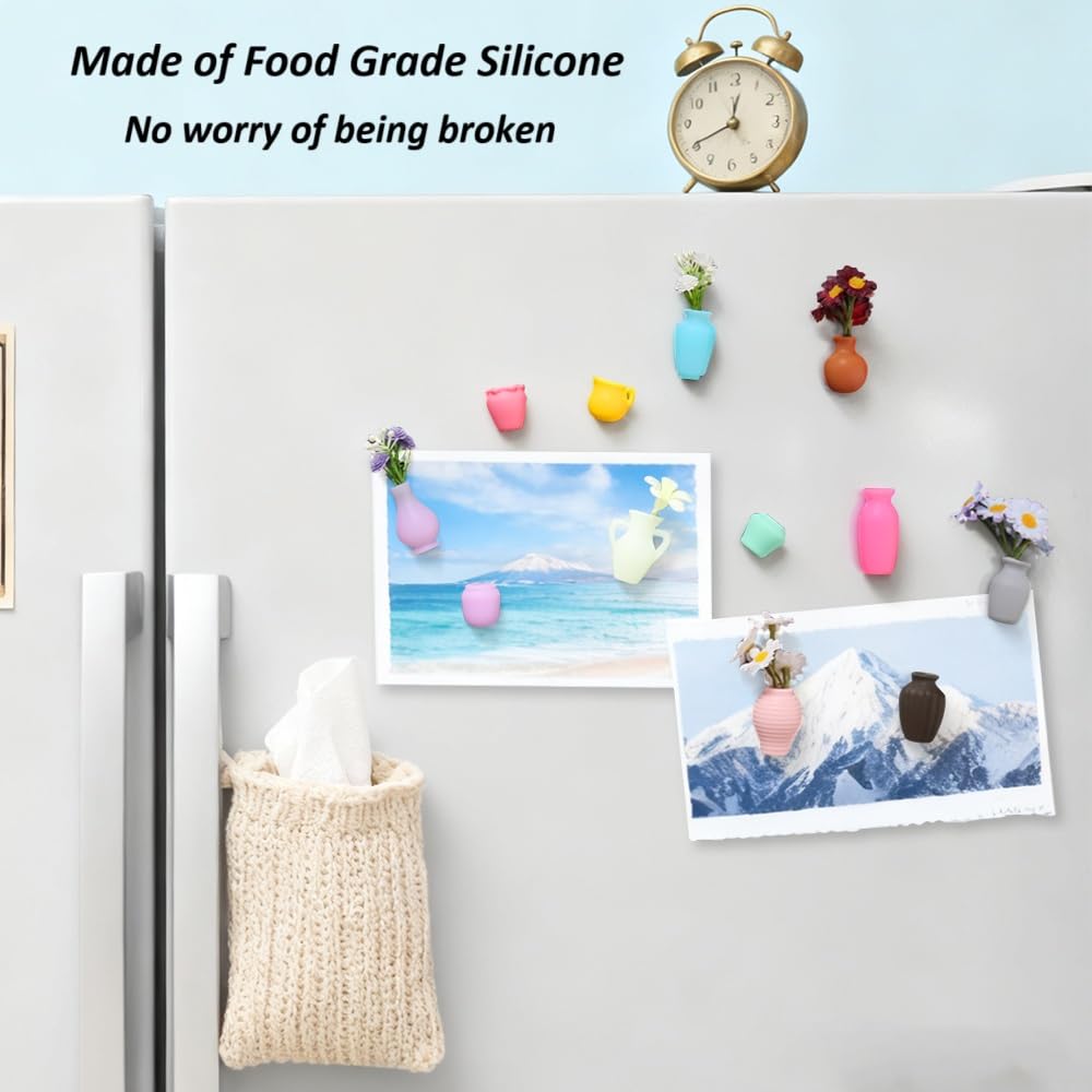 HMAXING tiny plant display on fridge boosts mood during daily routines.