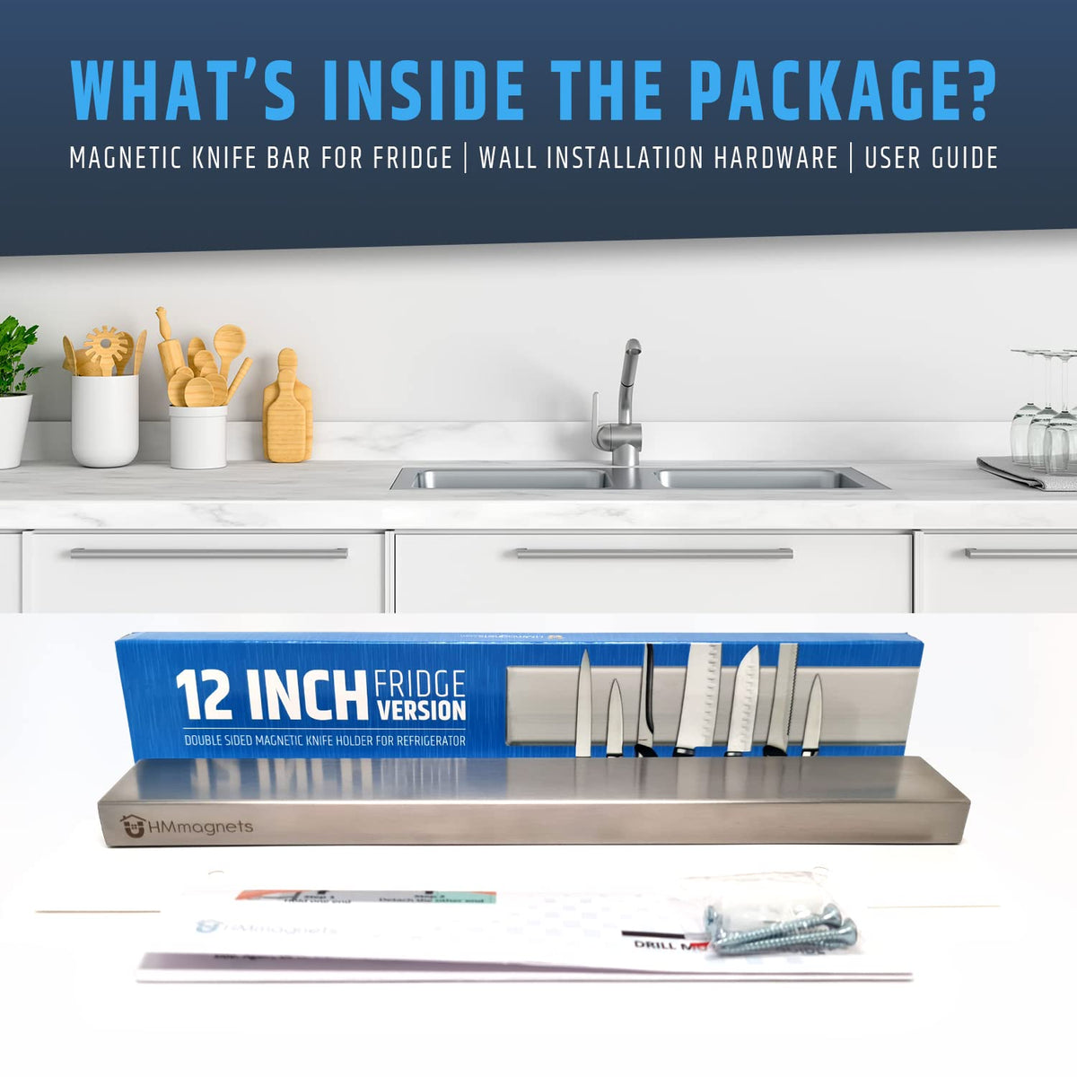 HMmagnets 304 stainless steel knife holder resists rust.