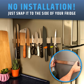 HMmagnets fridge-mounted design protects surfaces from scratches during use.