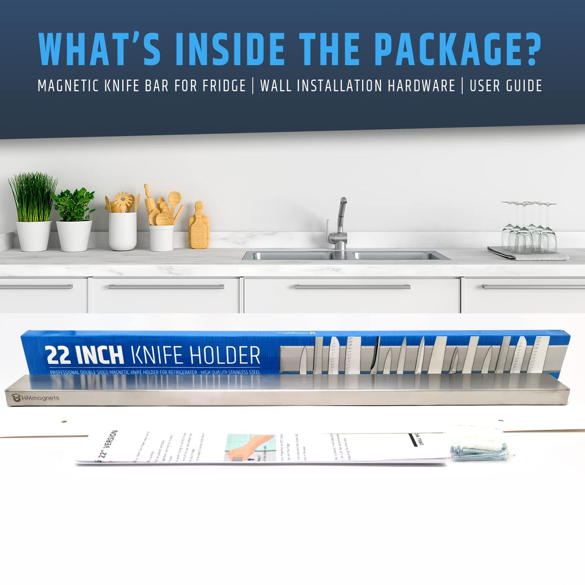 HMmagnets visible knife storage keeps knives within easy reach.