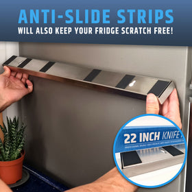 HMmagnets wall-mount knife bar with screws for flexible placement.