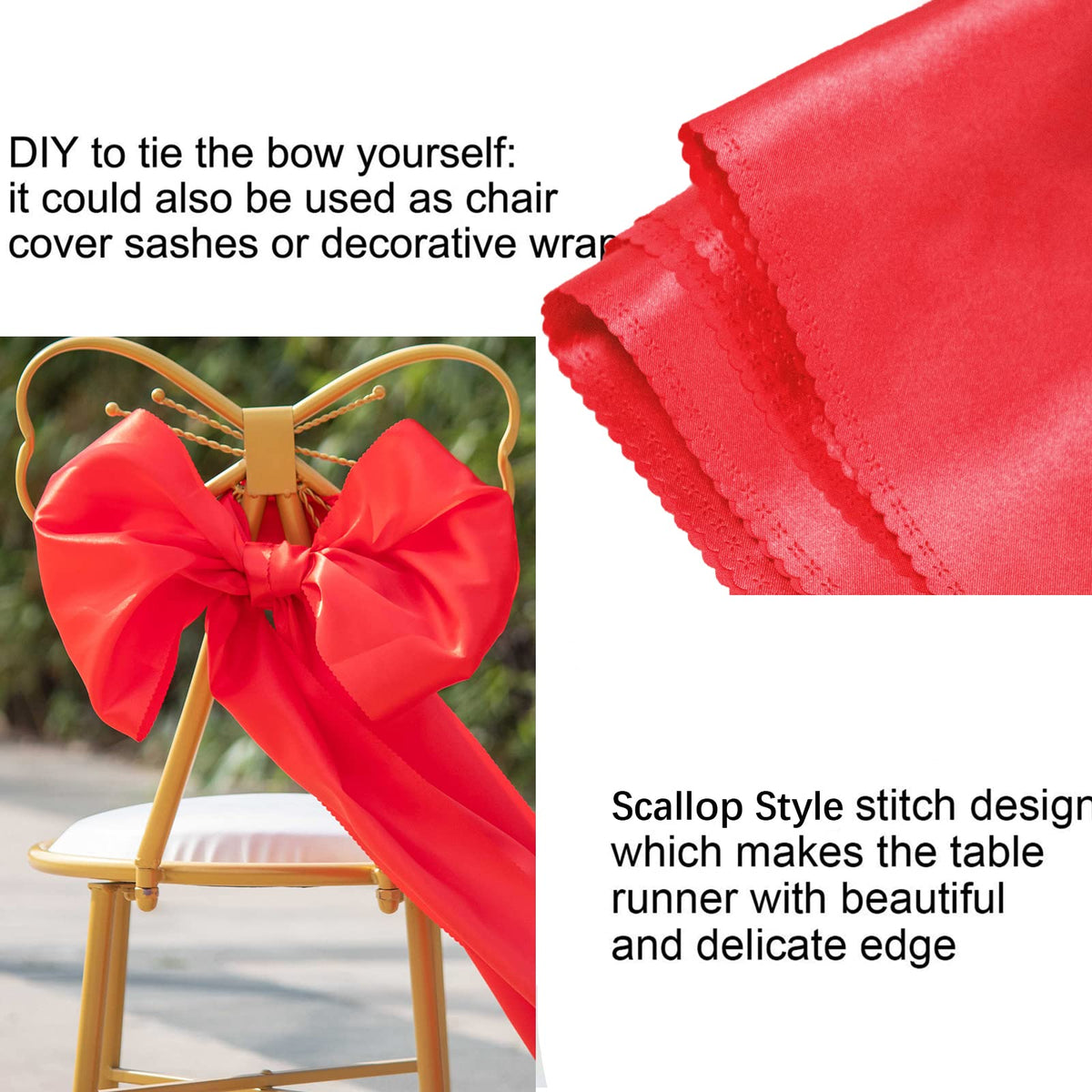 HMQIANG festive red runner on outdoor picnic or event table.