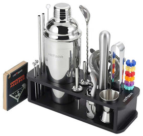 HMYBAR 22pc cocktail shaker set on black stand for home bartenders