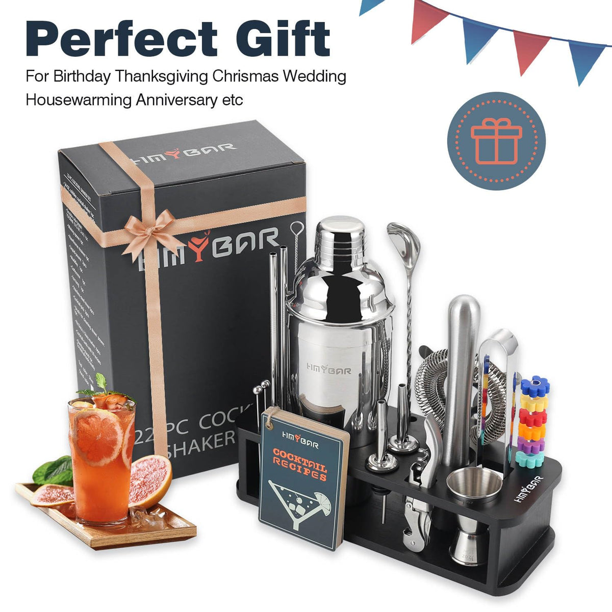 HMYBAR full 22pc kit displayed on a bar for entertaining