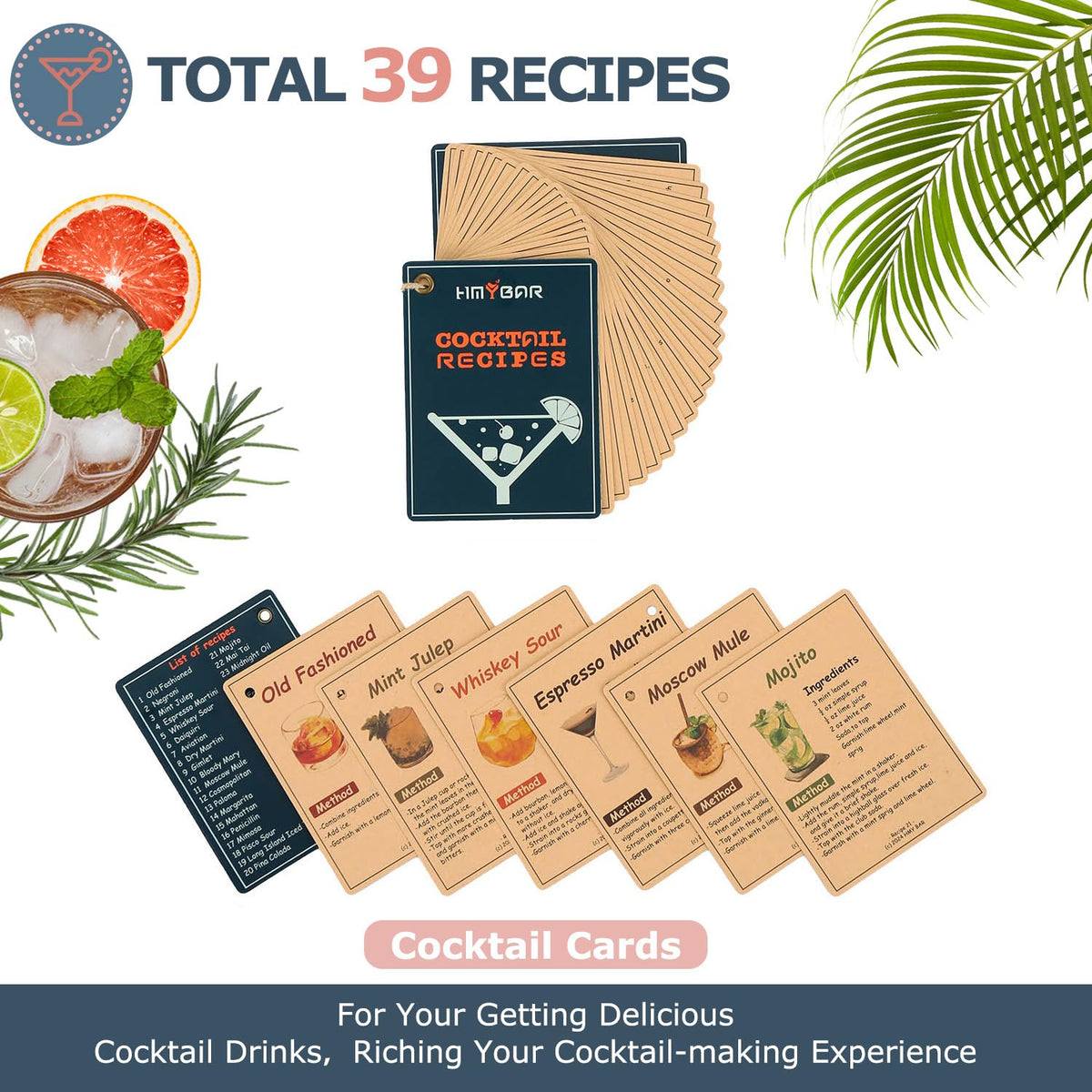 HMYBAR 39 recipe cards inspire classic and modern cocktails