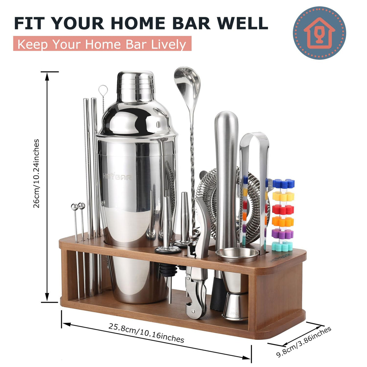 HMYBAR bamboo stand with tools keeps your bar organized and ready