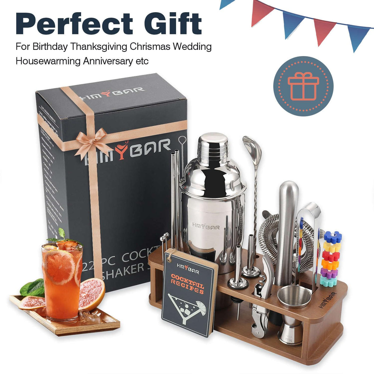 HMYBAR complete home bartending kit for confident home mixing