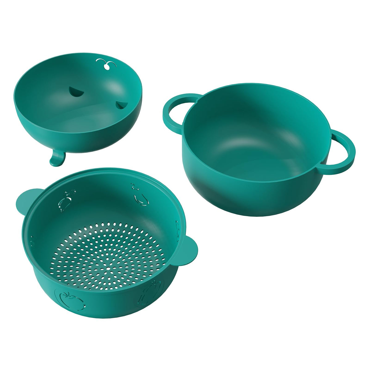 HMZXSY middle drain bowl doubles as a colander for rinsing produce