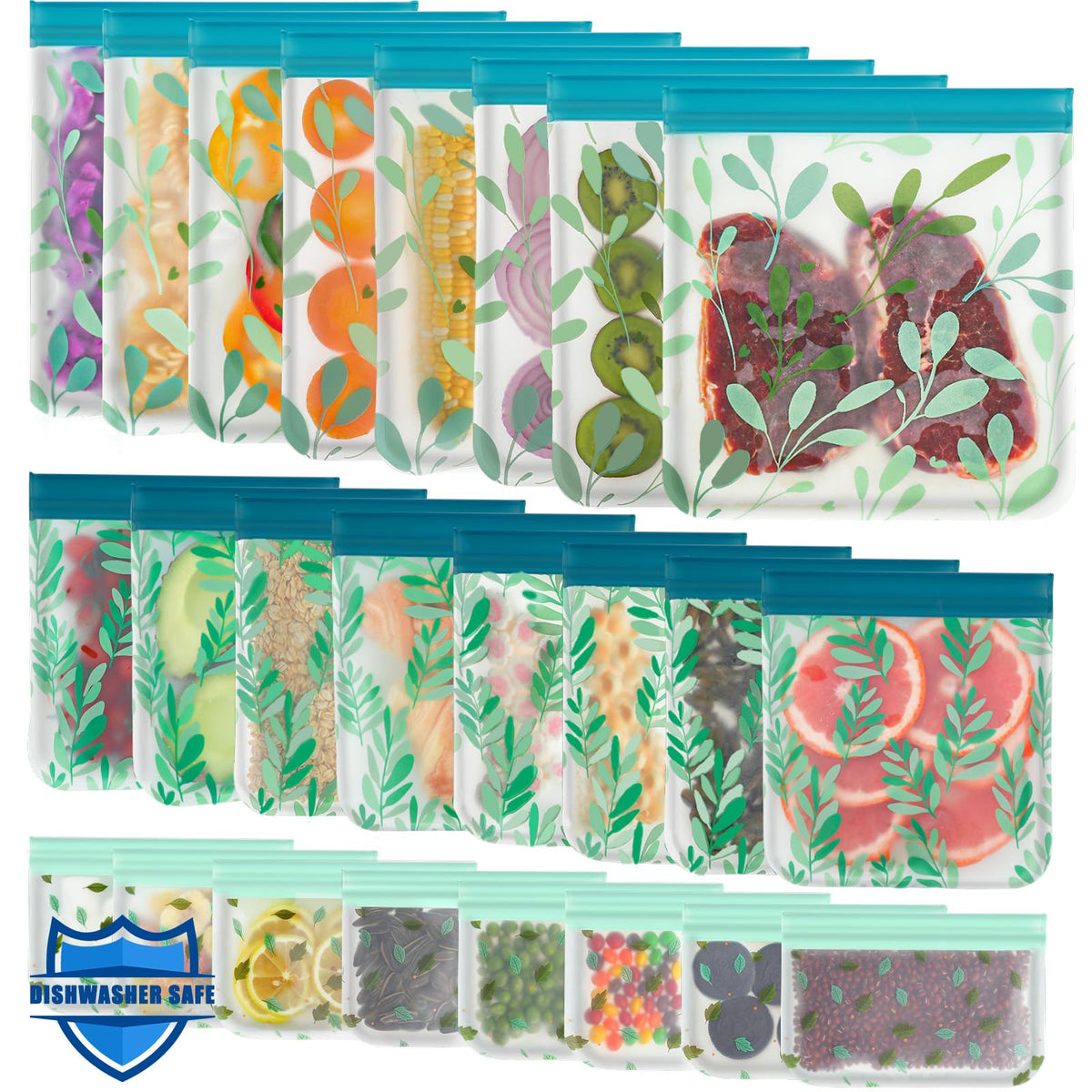 Hndnrxue 24-pack bags close-up seal showing leakproof design for fresh storage
